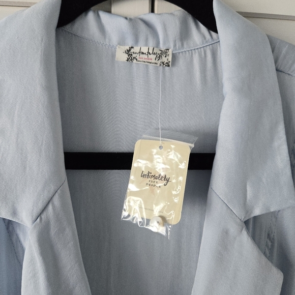 Intimately Free People Light Blue Long Sleeve Collared Loungewear Romper Size M - Picture 2 of 13